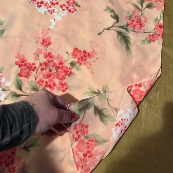 ONE Shoulder top light peach silky w/ sleeve ribbon tie at shoulder - Picture 4 of 11